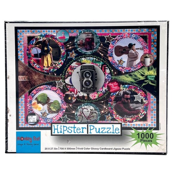 Hipster 1000 Piece Jigsaw Puzzle By Monkey Fist Vivid Color Glossy Cardboard 12+ - Picture 1 of 16